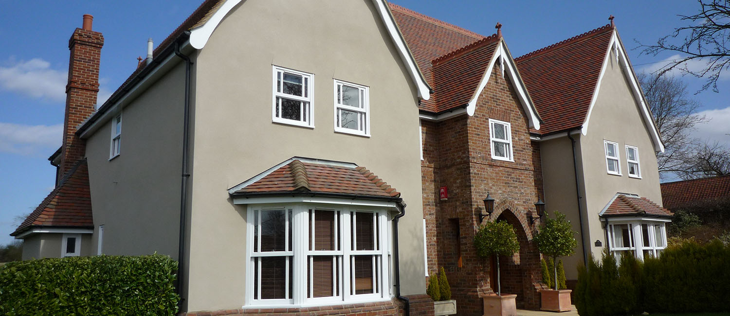 Protective wall coatings on a house.