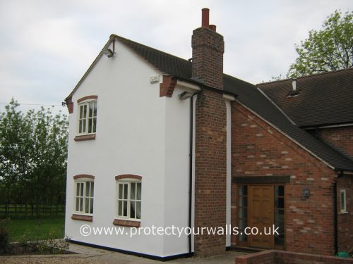 A house with a fresh coat of render.