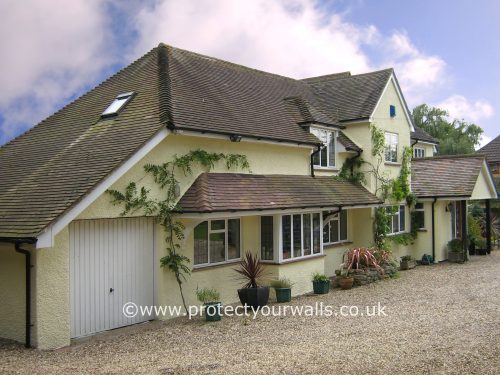 Freshly rendered house, Hampshire.