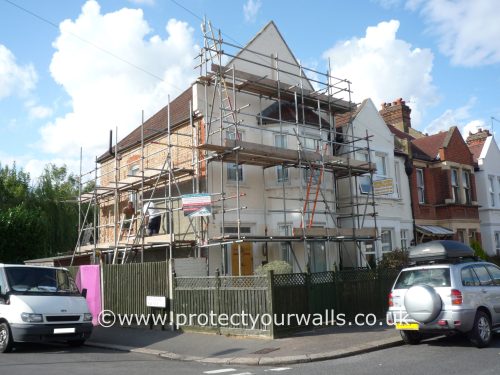 A house in the early stages of rendering.