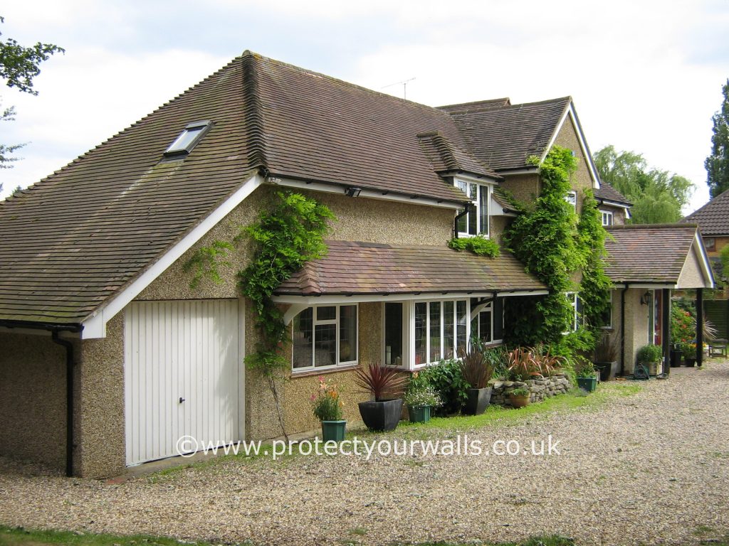 House in need of rendering, Hampshire.